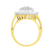 Bids.com 10K Yellow Gold 1.0 Cttw Round and Baguette Cut Diamond Oval Shaped Cluster Ring (I-J Color, I1-I2 Clarity) - Size 7 Rings White Smoke 8 / Yellow.Gold,7 / Yellow.Gold,6 / Yellow.Gold,9 / Yellow.Gold