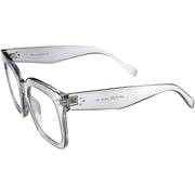 zeroUV Bold Oversize Square Horn Rimmed Flat Lens Clear Glasses D093 Sunglasses White Smoke Black / Clear,Clear / Clear,Clear-Gray / Clear,Black Tortoise / Clear,Shiny Brown / Clear