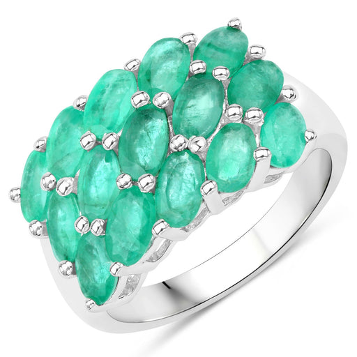 Bids.com 3.00 Carat Genuine Emerald .925 Sterling Silver Ring Rings White Smoke size 6.00,size 7.00,size 8.00,size 5.00,size 9.00