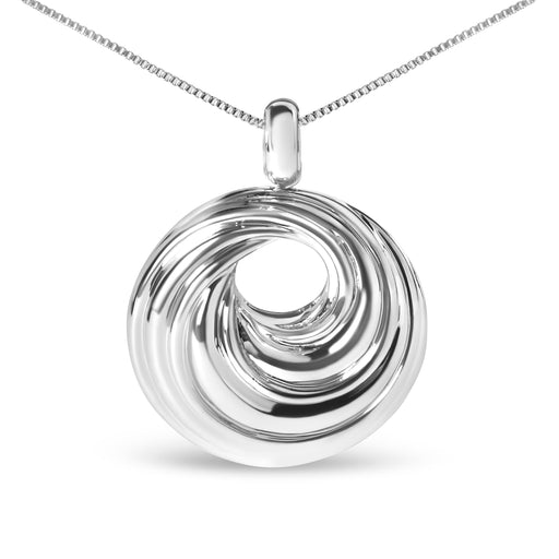 Bids.com .925 Sterling Silver Endless Wave Swirl Statement Medallion 18" Pendant Necklace Necklaces White Smoke White.Sterling Silver / 18