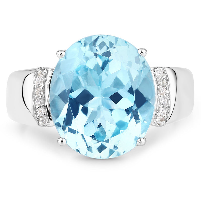 Bids.com 8.36 Carat Genuine Blue Topaz and White Zircon .925 Sterling Silver Ring Rings White Smoke size 6.00,size 7.00,size 8.00,size 5.00,size 9.00