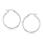 Bids.com 14k White Gold Diamond Cut Hoop Earrings Earrings White Smoke White Gold