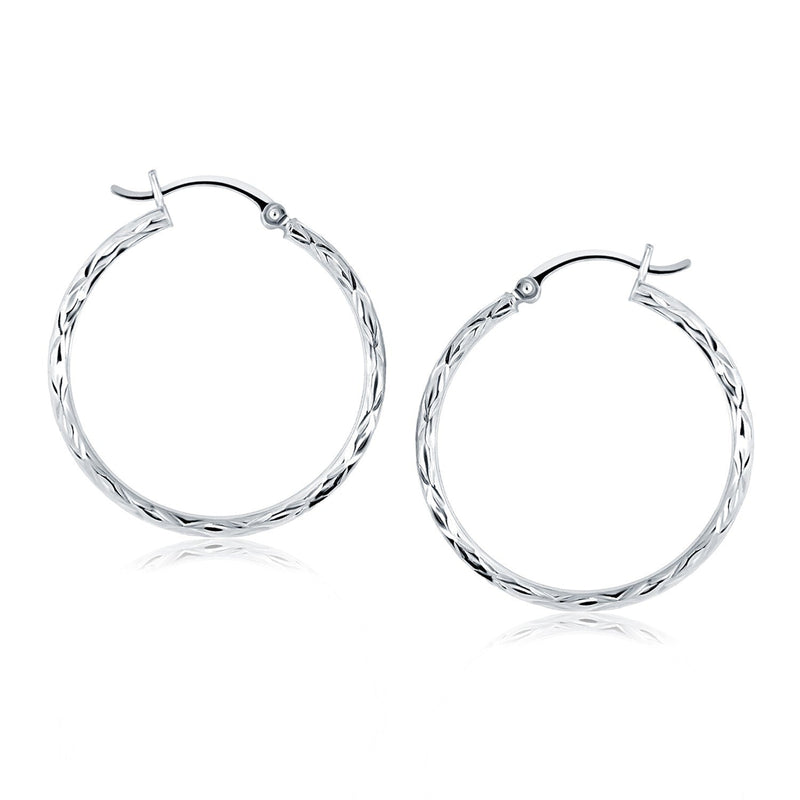 Bids.com 14k White Gold Diamond Cut Hoop Earrings Earrings White Smoke White Gold