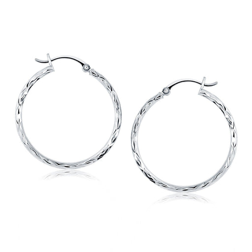 Bids.com 14k White Gold Diamond Cut Hoop Earrings Earrings White Smoke White Gold