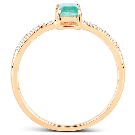 Bids.com 0.59 Carat Genuine Zambian Emerald and White Diamond 14K Yellow Gold Ring Rings White Smoke size 6.00,size 7.00,size 8.00,size 5.00,size 9.00