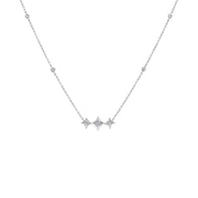 Bids.com 10K White Gold Bezel Set Princess Diamond 3 Stone Kite Shape and Station Necklace (H-I Color, SI2-I1 Clarity) - 18" Inches Necklaces White Smoke White.Gold / 18