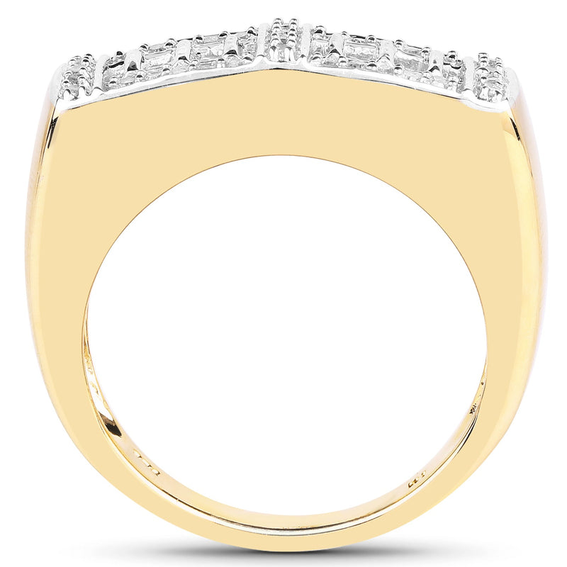 Bids.com 14K Yellow Gold Plated 0.19 Carat Genuine White Diamond .925 Sterling Silver Ring Rings White Smoke size 9.00,size 11.00,size 6.00,size 7.00,size 8.00,size 10.00