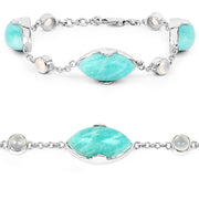 Bids.com 29.70 Carat Genuine Amazonite and White Agate .925 Sterling Silver Bracelet Bracelets White Smoke size 7.50
