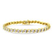 Bids.com 14K Rose Gold Plated .925 Sterling Silver 1/4 Cttw Diamond Round Miracle Plate and "S" Link Tennis Bracelet (I-J Color, I2- I3 Clarity) - 7" Bracelets White Smoke Rose.Sterling Silver / 7,White.Sterling Silver / 7,Yellow.Sterling Silver / 7