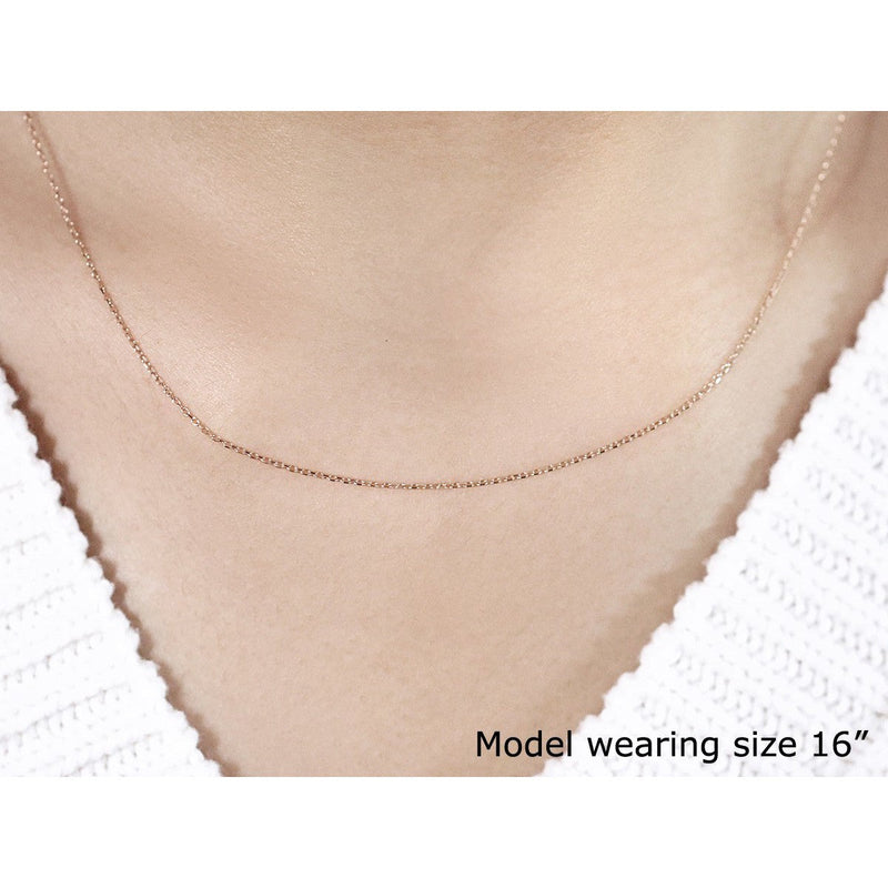 Bids.com 14k Pink Gold Diamond Cut Cable Link Chain 0.8mm Necklaces Tan 16 / Rose Gold,18 / Rose Gold
