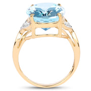 Bids.com 14K Yellow Gold Plated 11.32 Carat Genuine Blue Topaz and White Topaz .925 Sterling Silver Ring Rings White Smoke size 7.00,size 8.00,size 6.00,size 9.00