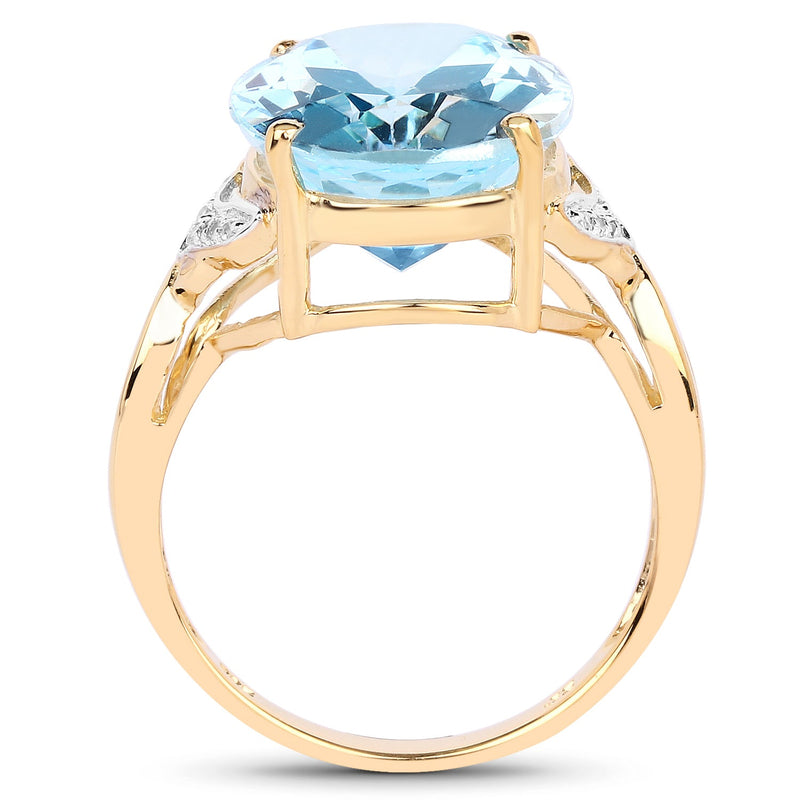 Bids.com 14K Yellow Gold Plated 11.32 Carat Genuine Blue Topaz and White Topaz .925 Sterling Silver Ring Rings White Smoke size 7.00,size 8.00,size 6.00,size 9.00