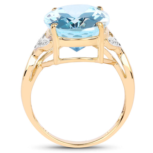 Bids.com 14K Yellow Gold Plated 11.32 Carat Genuine Blue Topaz and White Topaz .925 Sterling Silver Ring Rings White Smoke size 7.00,size 8.00,size 6.00,size 9.00