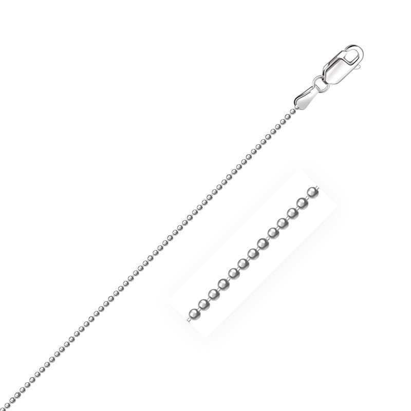 Bids.com 14k White Gold Diamond-Cut Bead Chain 1.2mm Necklaces White Smoke 16 / White Gold,18 / White Gold,20 / White Gold