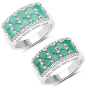 Bids.com 1.85 Carat Genuine Emerald and White Topaz .925 Sterling Silver Ring Rings White Smoke size 6.00,size 7.00,size 8.00,size 9.00