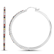 Bids.com 2.24 Carat Genuine Multi Sapphire .925 Sterling Silver Earrings Earrings White Smoke