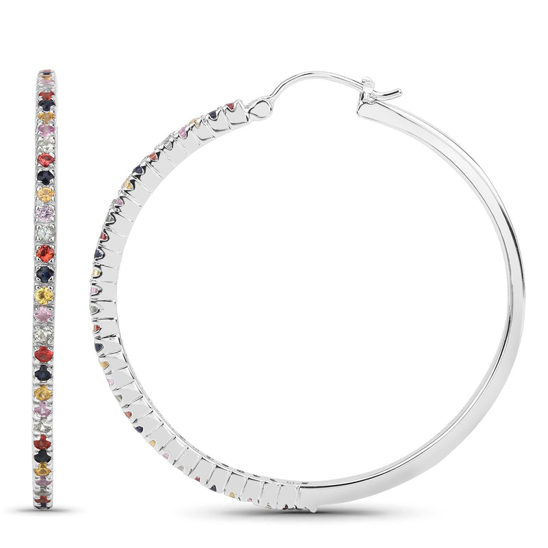Bids.com 2.24 Carat Genuine Multi Sapphire .925 Sterling Silver Earrings Earrings White Smoke