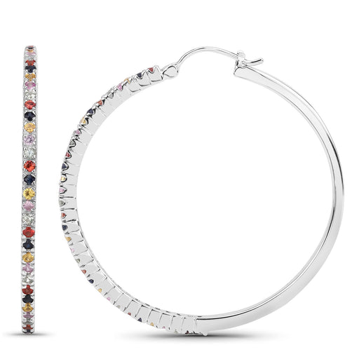 Bids.com 2.24 Carat Genuine Multi Sapphire .925 Sterling Silver Earrings Earrings White Smoke