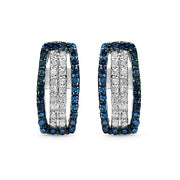 Bids.com 0.51 Carat Genuine Blue Diamond & White Diamond .925 Sterling Silver Earrings Earrings White Smoke