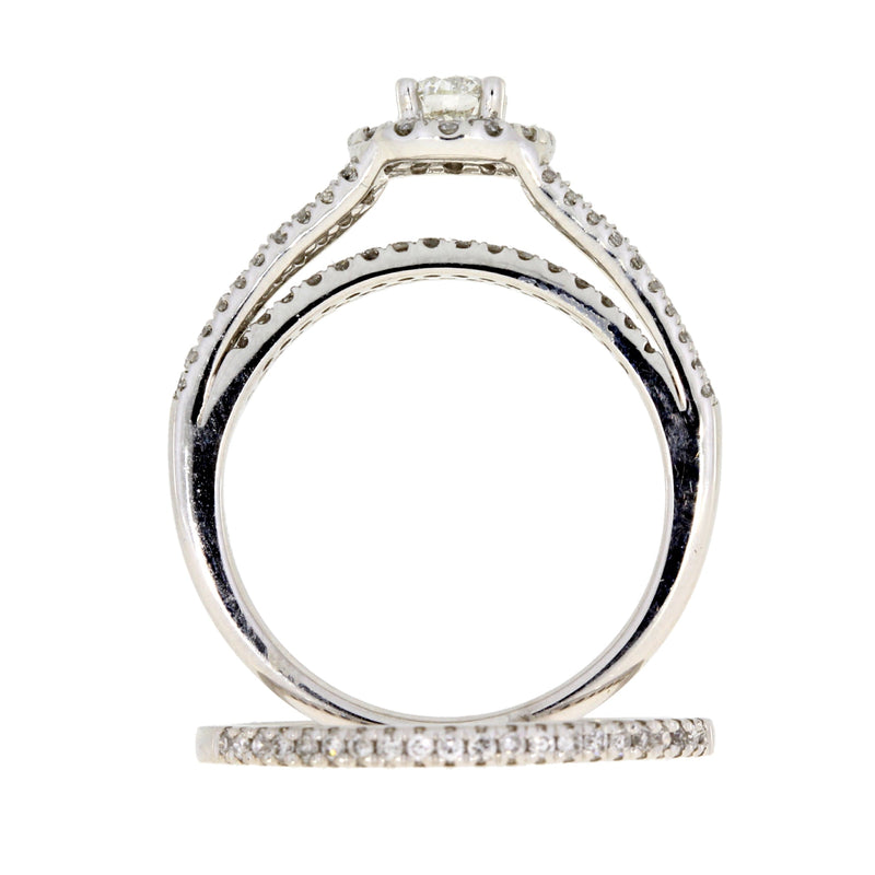 Bids.com 1.00ct Diamond Engagement Ring Set 14KT White Gold Rings White Smoke 7.0