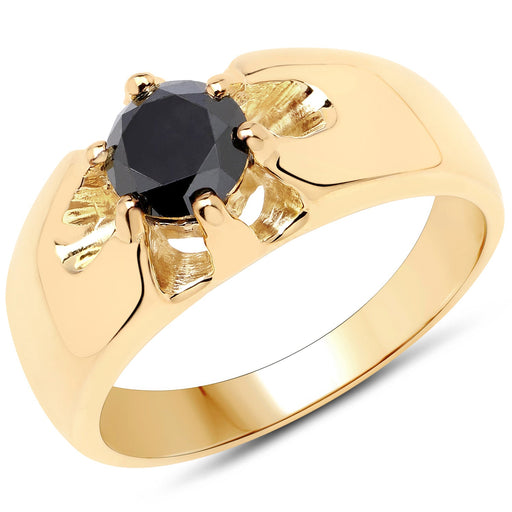 Bids.com 14K Yellow Gold Plated 1.00 Carat Genuine Black Diamond .925 Sterling Silver Ring Rings White Smoke size 8.00,size 9.00,size 9.50,size 6.00,size 7.00,size 5.00