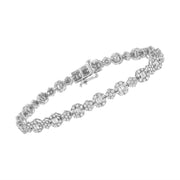 Bids.com 10K White Gold 4.0 cttw Brilliant Round-cut and Baguette Diamond Floral Cluster Link Bracelet (I-J Clarity, I1-I2 Color) - Size 7" Bracelets White Smoke White.Gold / 7