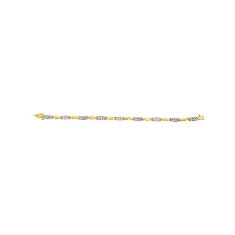 Bids.com 10K Yellow Gold 1.00 Cttw Round-Cut Diamond Spiral Link 7" Bracelet (H-I Color, I2-I3 Clarity) Bracelets White Smoke Yellow.Gold / 7