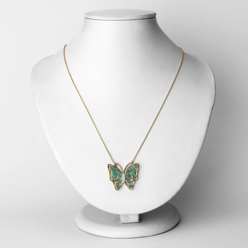 Bids.com 2.60 Carat Genuine Emerald and White Zircon .925 Sterling Silver Necklace Necklaces Lavender