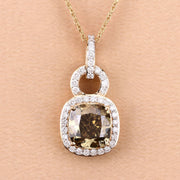 Bids.com IGI Certified 2.50 Carat Genuine Brown Diamond Center and 0.31cttw White Diamond 18K Yellow Gold Pendant (2.81cttw) Pendants Wheat
