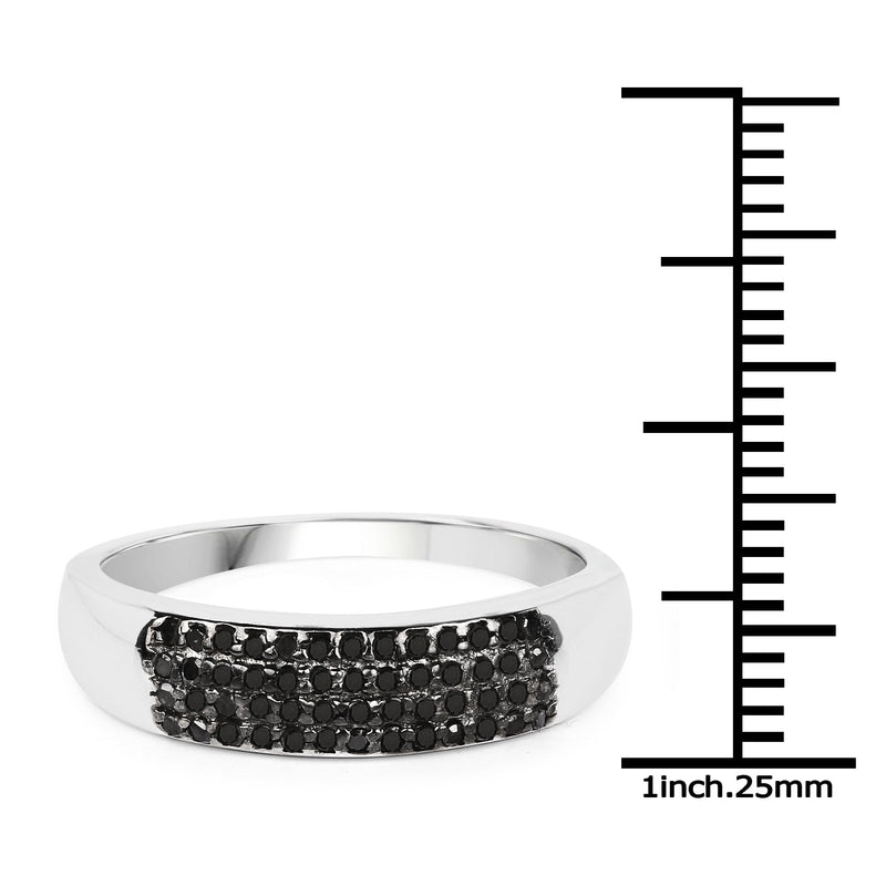 Bids.com 0.22 Carat Genuine Black Diamond .925 Sterling Silver Ring Rings White Smoke size 6.00,size 7.00,size 8.00,size 9.00