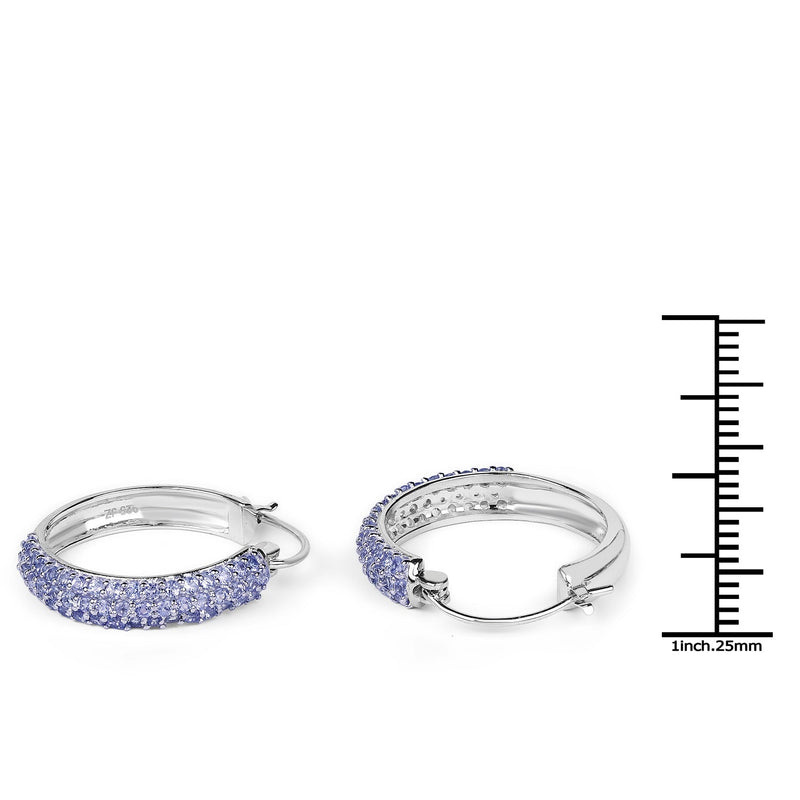 Bids.com 3.06 Carat Genuine Tanzanite .925 Sterling Silver Earrings Earrings White Smoke
