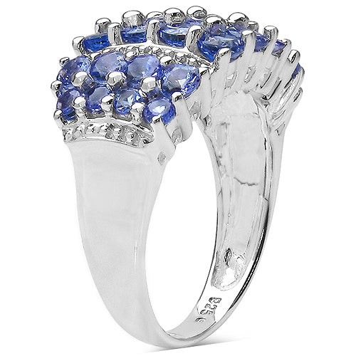 Bids.com 2.06 Carat Genuine Tanzanite .925 Sterling Silver Ring Rings White Smoke size 7.00,size 6.00,size 8.00,size 9.00,size 10.00
