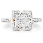 Bids.com 14K Yellow Gold Plated 0.24 Carat Genuine White Diamond .925 Sterling Silver Ring Rings White Smoke size 6.00,size 7.00,size 8.00,size 9.00
