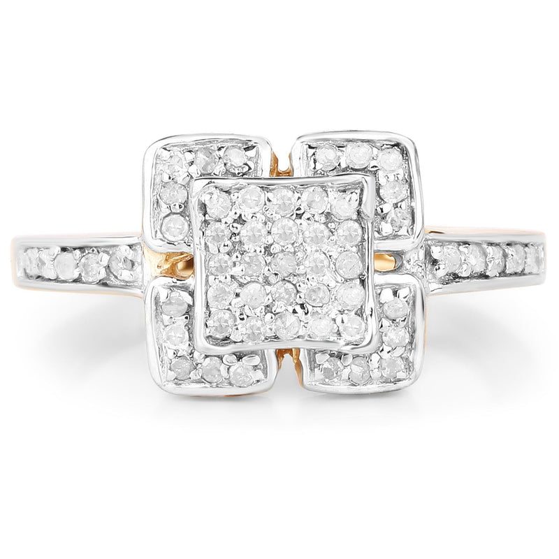 Bids.com 14K Yellow Gold Plated 0.24 Carat Genuine White Diamond .925 Sterling Silver Ring Rings White Smoke size 6.00,size 7.00,size 8.00,size 9.00