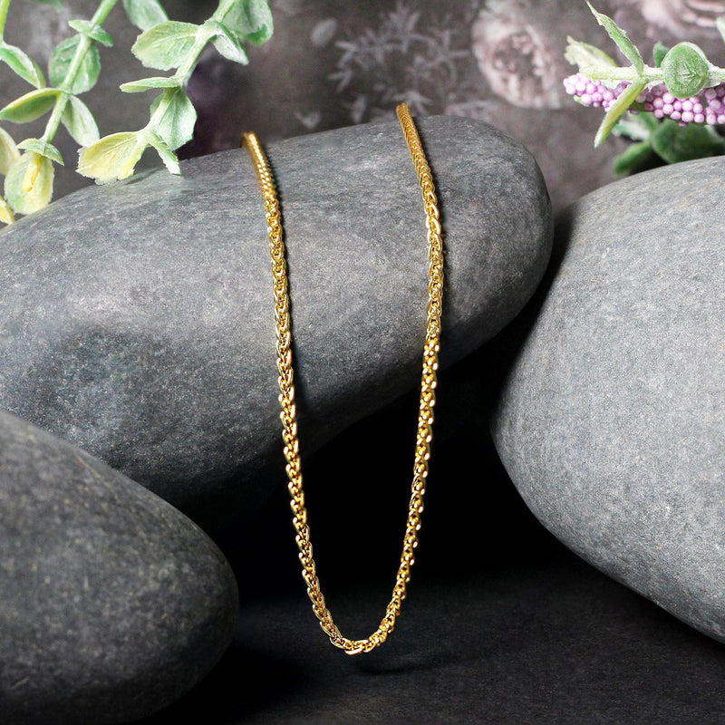 Bids.com 2.1mm 14k Yellow Gold Round Wheat Chain Necklaces Black 16 / Yellow Gold,18 / Yellow Gold,20 / Yellow Gold,22 / Yellow Gold,24 / Yellow Gold,30 / Yellow Gold,One / Yellow Gold