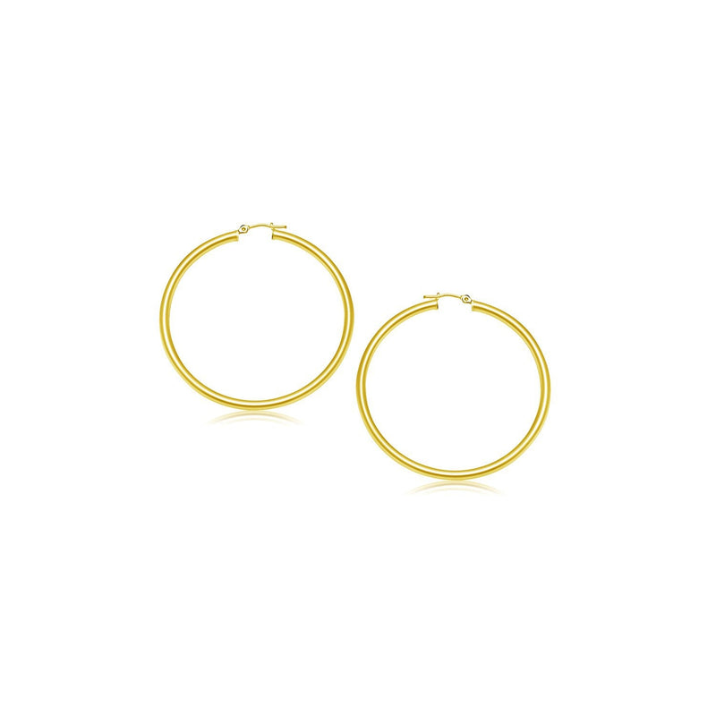 Bids.com 14k Yellow Gold Polished Hoop Earrings (15 mm) Earrings White Smoke Yellow Gold