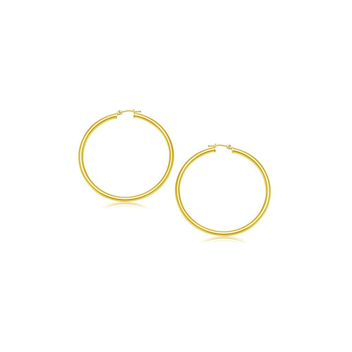 Bids.com 14k Yellow Gold Polished Hoop Earrings (15 mm) Earrings White Smoke Yellow Gold