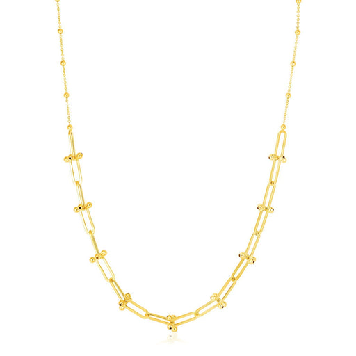 Bids.com 14k Yellow Gold Beaded U Link Chain Necklace Necklaces White Smoke 18 / Yellow Gold