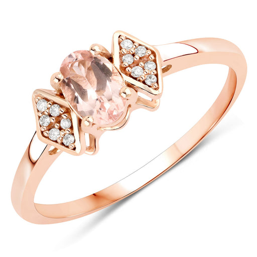 Bids.com 0.46 Carat Genuine Morganite and White Diamond 14K Rose Gold Ring Rings White Smoke size 7.00,size 5.00,size 6.00,size 8.00,size 9.00