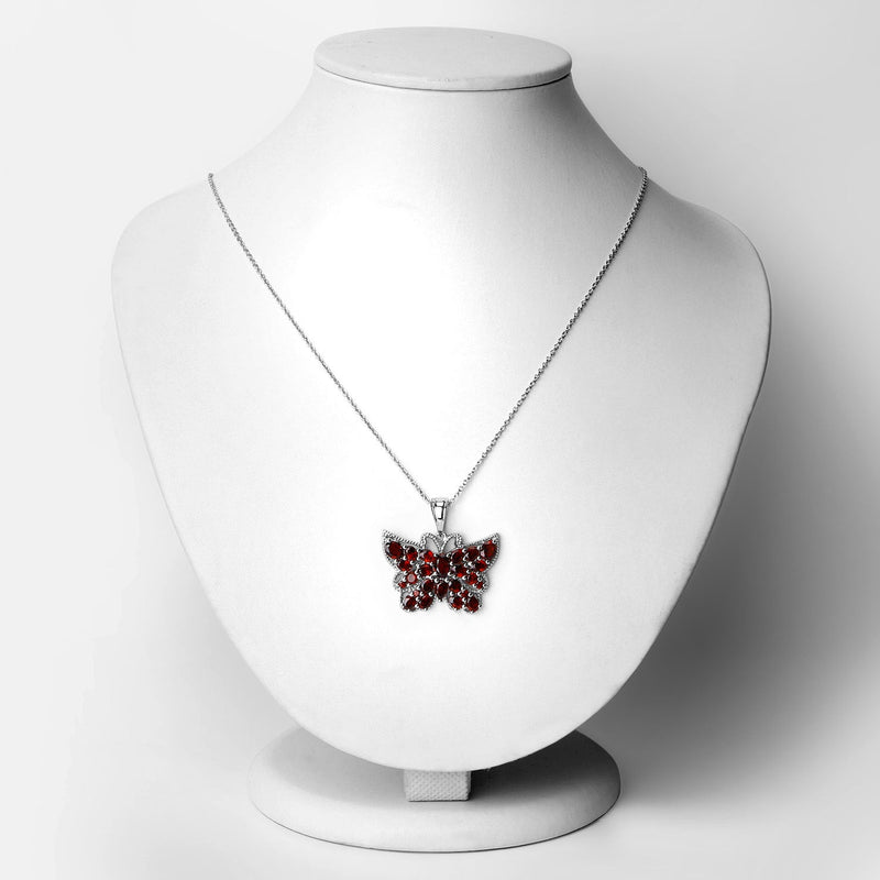 Bids.com 4.90 Carat Genuine Garnet .925 Sterling Silver Pendant Pendants White Smoke