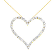 Bids.com 10k Yellow Gold Plated .925 Sterling Silver 3.0 cttw Round-Cut Diamond Open Heart Pendant Necklace (J-K Color, I1-I2 Clarity) - 18" Necklaces White Smoke Yellow.Sterling Silver / 18