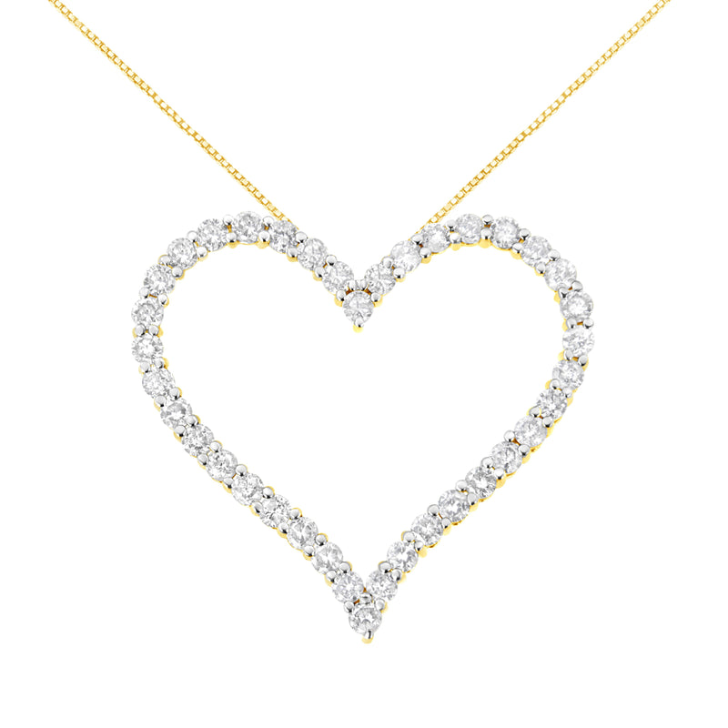 Bids.com 10k Yellow Gold Plated .925 Sterling Silver 3.0 cttw Round-Cut Diamond Open Heart Pendant Necklace (J-K Color, I1-I2 Clarity) - 18" Necklaces White Smoke Yellow.Sterling Silver / 18