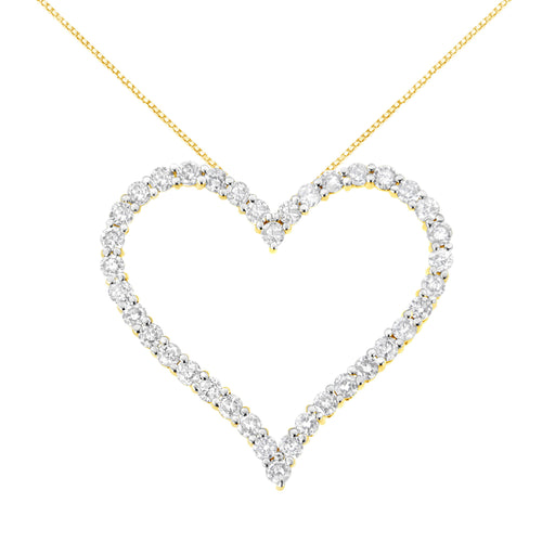 Bids.com 10k Yellow Gold Plated .925 Sterling Silver 3.0 cttw Round-Cut Diamond Open Heart Pendant Necklace (J-K Color, I1-I2 Clarity) - 18" Necklaces White Smoke Yellow.Sterling Silver / 18