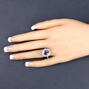 Bids.com 2.94 Carat Genuine Tanzanite and White Diamond 14K White Gold Ring Rings Dim Gray size 6.00,size 7.00,size 8.00