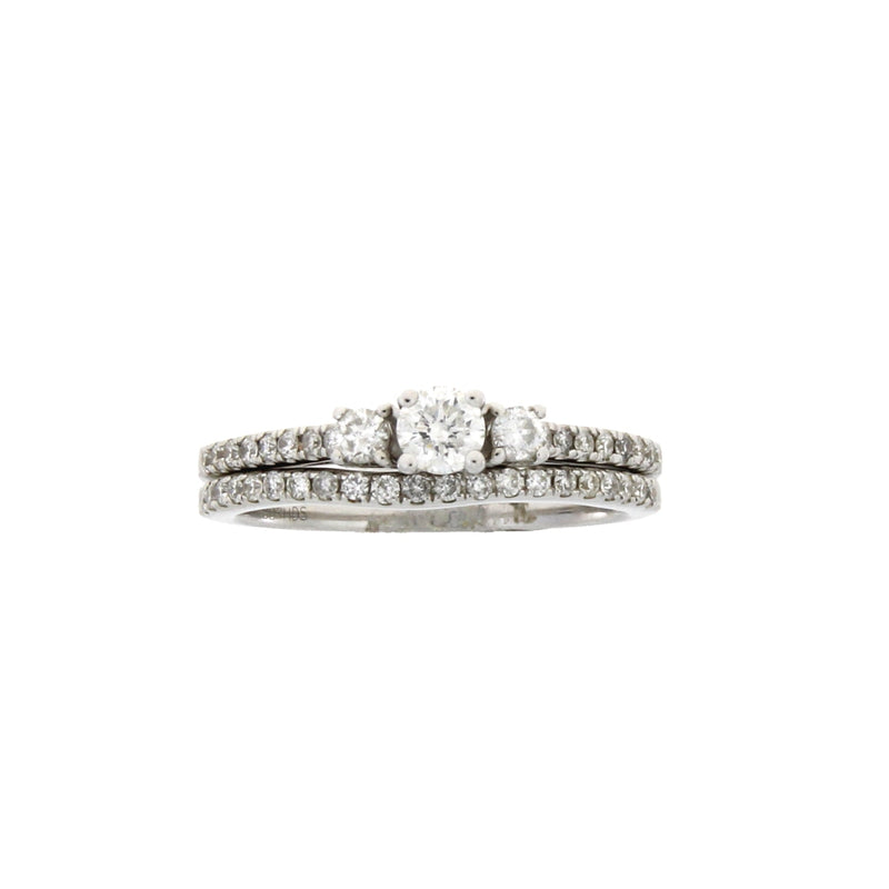 Bids.com .45ct Diamond Engagement Ring Set 14KT White Gold Rings White Smoke 7.0