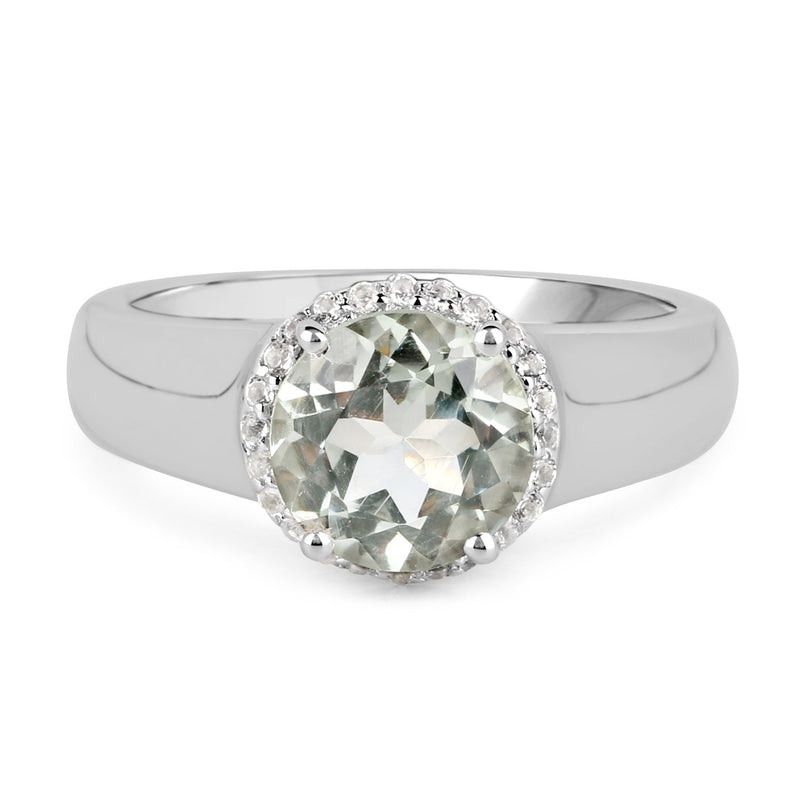 Bids.com 1.87 Carat Genuine Green Amethyst and White Topaz .925 Sterling Silver Ring Rings White Smoke size 6.00,Size 9.00,size 7.00,size 8.00,Size 5.00,size 9.00,size 5.00