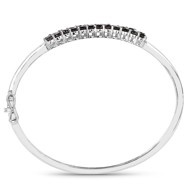 Bids.com 3.53 Carat Genuine Black Diamond .925 Sterling Silver Bangle Bracelets White Smoke size 7.50