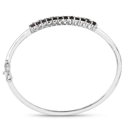 Bids.com 3.53 Carat Genuine Black Diamond .925 Sterling Silver Bangle Bracelets White Smoke size 7.50