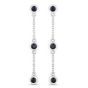 Bids.com 0.66 Carat Genuine Blue Sapphire .925 Sterling Silver Earrings Earrings White Smoke