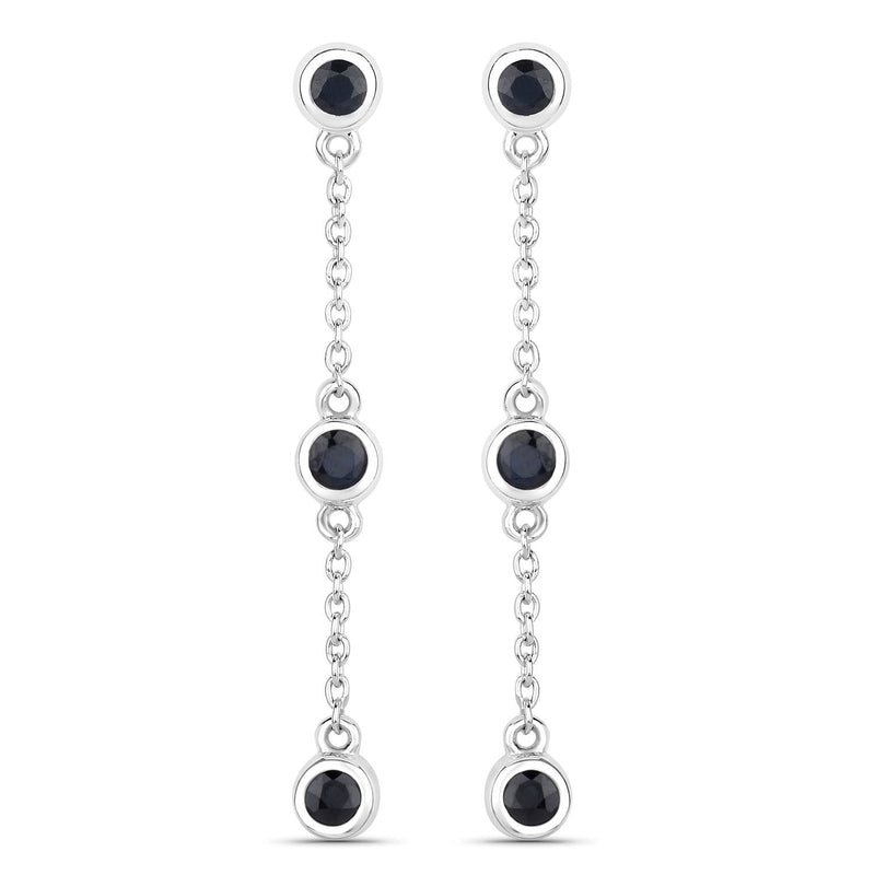 Bids.com 0.66 Carat Genuine Blue Sapphire .925 Sterling Silver Earrings Earrings White Smoke